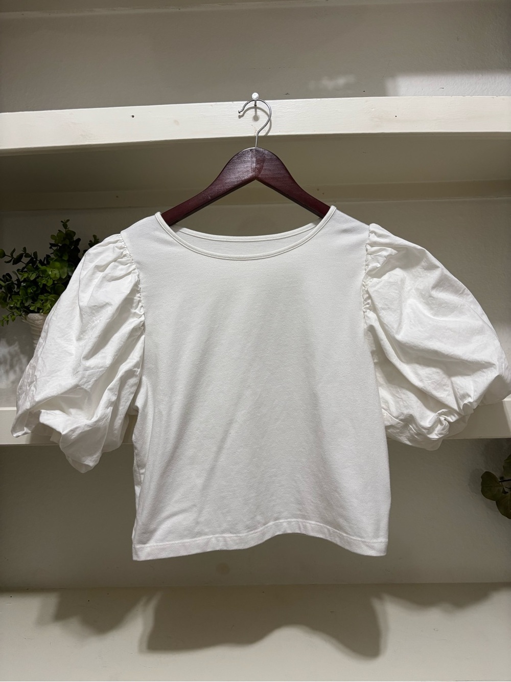 a new day White Puff Sleeve Crop Top